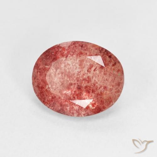 9,17 ctw natürlicher rötlich-rosa Erdbeerquarz, Oval, Transparent