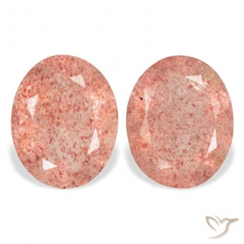 5.71ctw Natürlicher Orangerosa Erdbeerquarz, Oval, Transparent