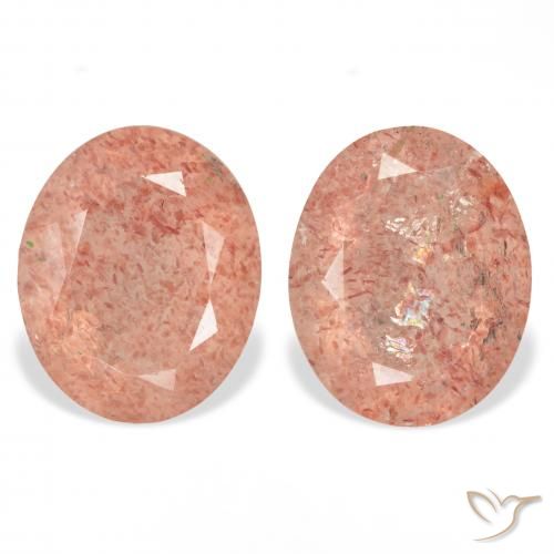 6.40ctw Natürlicher Orangerosa Erdbeerquarz, Oval, Transparent