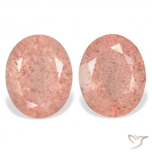 6.80ctw Natürlicher Orangerosa Erdbeerquarz, Oval, Transparent