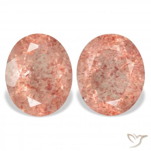 6.51ctw Natürlicher Orangerosa Erdbeerquarz, Oval, Transparent