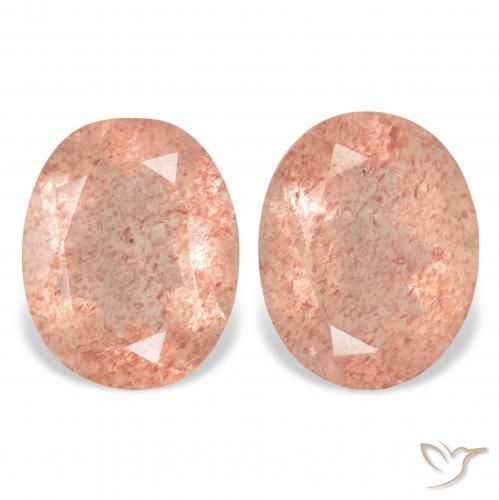 5.92ctw Natürlicher Orangerosa Erdbeerquarz, Oval, Transparent