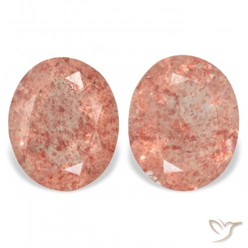 6.46ctw Natürlicher Orangerosa Erdbeerquarz, Oval, Transparent