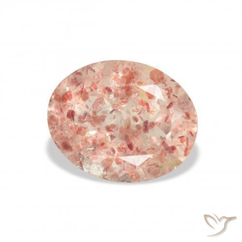 9,17 ctw natürlicher orange-rosa Erdbeerquarz, Oval, Transparent