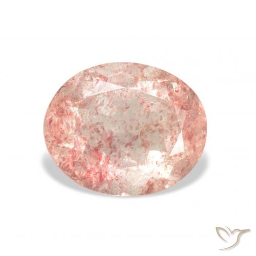 3.44ct Natürlicher Mittelrosa Erdbeerquarz, Oval, Transparent