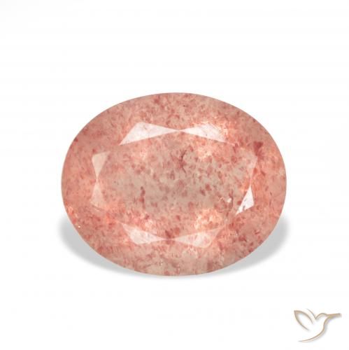 3.38ct Natürlicher Himbeerrosa Erdbeerquarz, Oval, Transparent