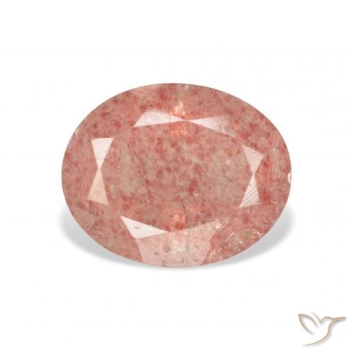 3.16ct Natürlicher Mittelrosa Erdbeerquarz, Oval, Transparent