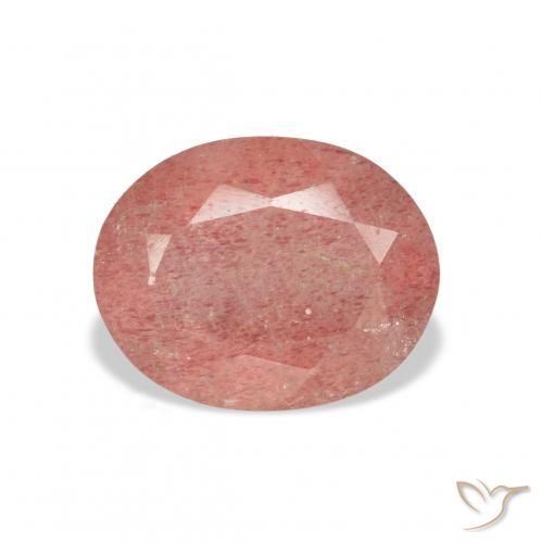 3.32ct Natürlicher Orangerosa Erdbeerquarz, Oval, Transparent