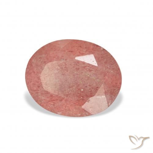 9,17 ctw natürlicher Orangerosa Erdbeerquarz, Oval, Transparent