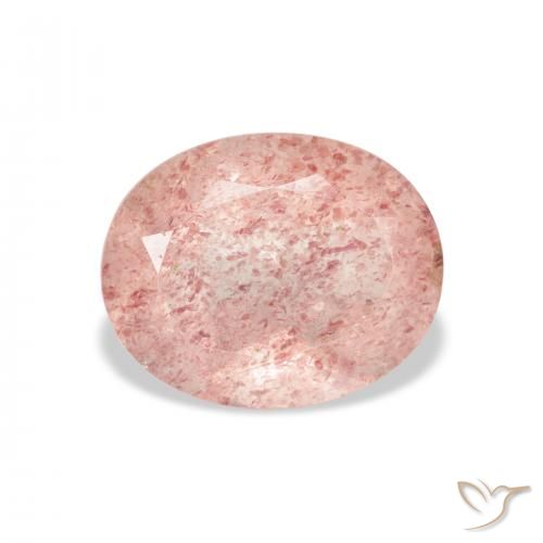 3.79ct Natürlicher Lachs-rosa Erdbeerquarz, Oval, Transparent