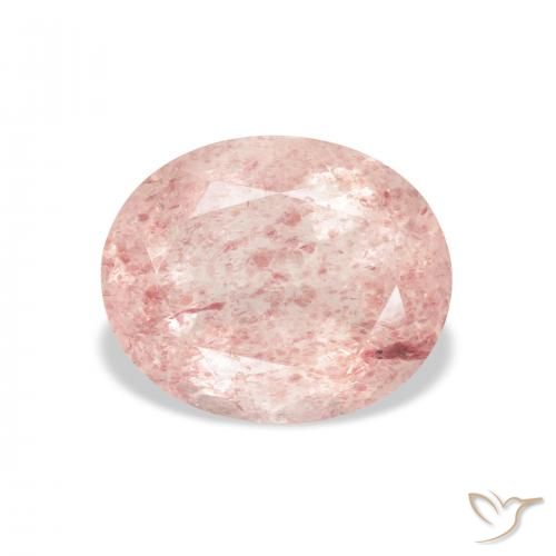 3.76ct Natürlicher Lachs-rosa Erdbeerquarz, Oval, Transparent