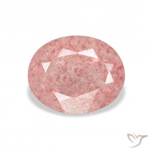 3.37ct Natürlicher hellrosa Erdbeerquarz, Oval, Transparent