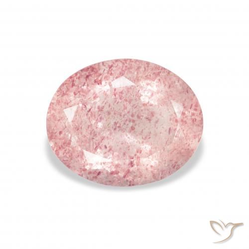 2.95ct Natürlicher hellrosa Erdbeerquarz, Oval, Transparent