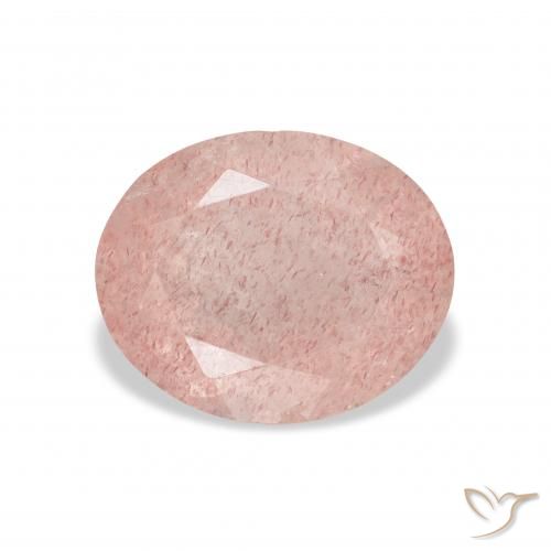 3.48ct Natürlicher Mittelrosa Erdbeerquarz, Oval, Transparent