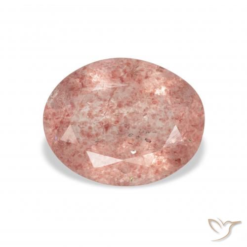 2.94ct Natürlicher Orangerosa Erdbeerquarz, Oval, Transparent