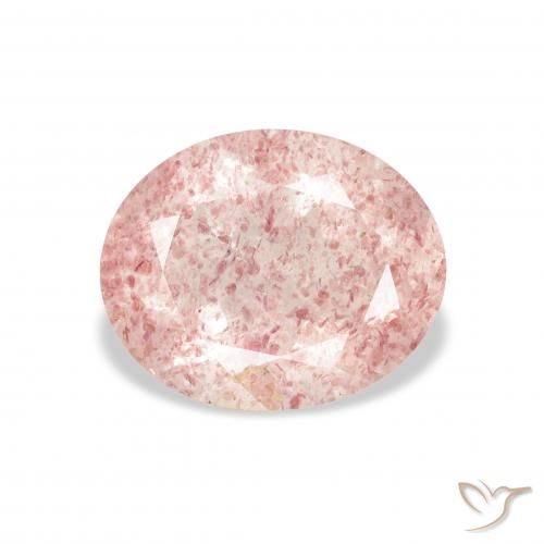 3.12ct Natürlicher hellrosa Erdbeerquarz, Oval, Transparent