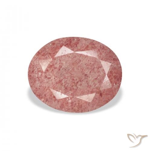 2.95ct Natürlicher Mittelrosa Erdbeerquarz, Oval, Transparent