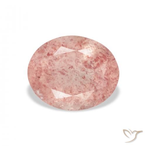 3.68ct Natürlicher Medium Light-Pink Erdbeerquarz, Oval, Transparent