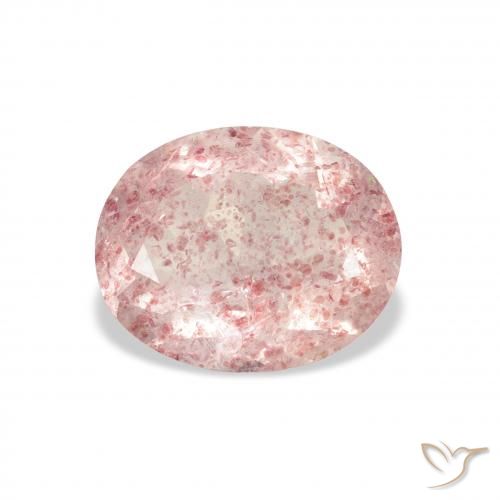 2.96ct Natürlicher Mittelrosa Erdbeerquarz, Oval, Transparent