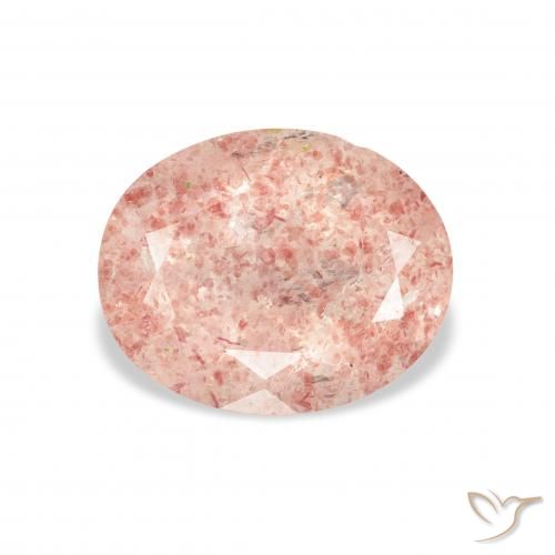 3.36ct Natürlicher hellrosa Erdbeerquarz, Oval, Transparent