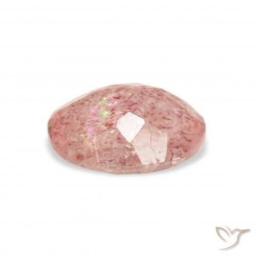 9,17 ctw natürlicher orange-rosa Erdbeerquarz, Oval, Transparent