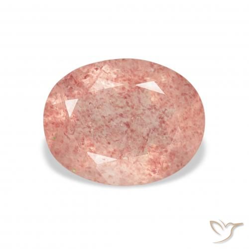 3.41ct Natürlicher hellrosa Erdbeerquarz, Oval, Transparent