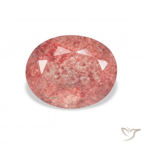 3.48ct Natürlicher Himbeerrosa Erdbeerquarz, Oval, Transparent
