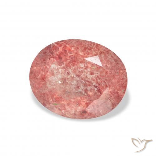 9,17 ctw natürlicher Himbeerrosa Erdbeerquarz, Oval, Transparent