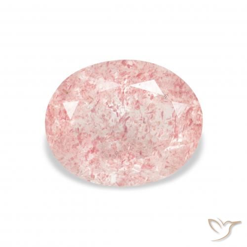 3.51ct Natürlicher hellrosa Erdbeerquarz, Oval, Transparent