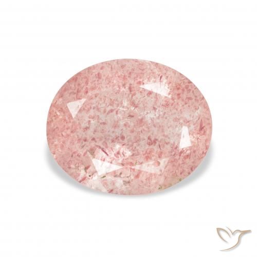 3.41ct Natürlicher Medium Light-Pink Erdbeerquarz, Oval, Transparent