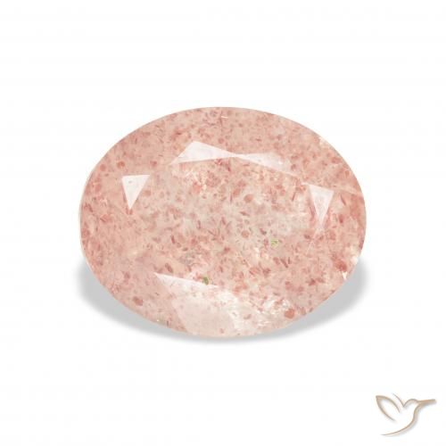 3.56ct Natürlicher hellrosa Erdbeerquarz, Oval, Transparent