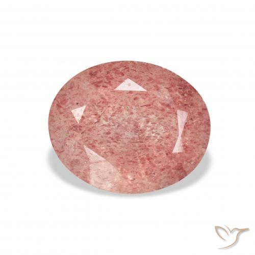 3.33ct Natürlicher Mittelrosa Erdbeerquarz, Oval, Transparent