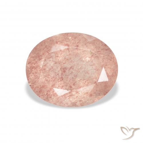 3.38ct Natürlicher hellrosa Erdbeerquarz, Oval, Transparent