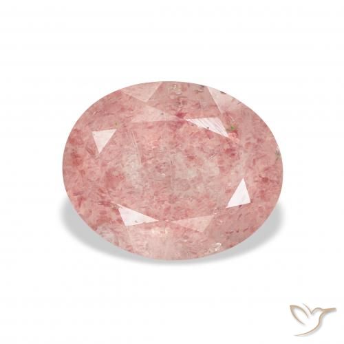 3.48ct Natürlicher hellrosa Erdbeerquarz, Oval, Transparent
