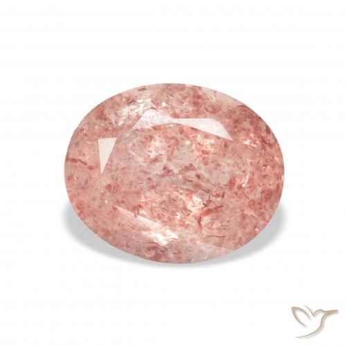 3.74ct Natürlicher hellrosa Erdbeerquarz, Oval, Transparent