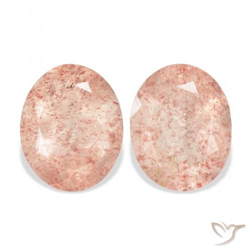 6.64ctw Natürlicher Pfirsichrose Erdbeerquarz, Oval, Transparent
