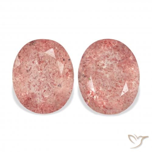 6.43ctw Natürlicher orange-rosa Erdbeerquarz, Oval, Transparent