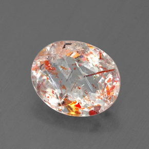 1,06 ctw natürlicher orangefarbener Sonnenstein, Oval Schliff, Transparent