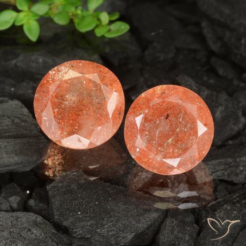 6.55ctw Natürlicher Ingwer-Orange Sonnenstein, Runden, Transparent