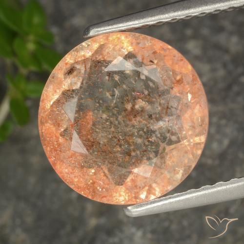 3.19ct Natürlicher hellorange Sonnenstein, Runden, Transparent