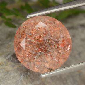 9,17 ctw natürlicher rötlich-orange Sonnenstein, Rund Schliff, Lichtdurchlässig