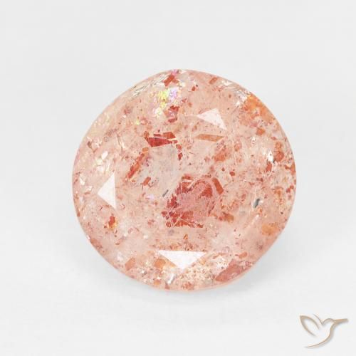 3.45ct Natürlicher Light Grapefruit Pink Sonnenstein, Runden, Transparent