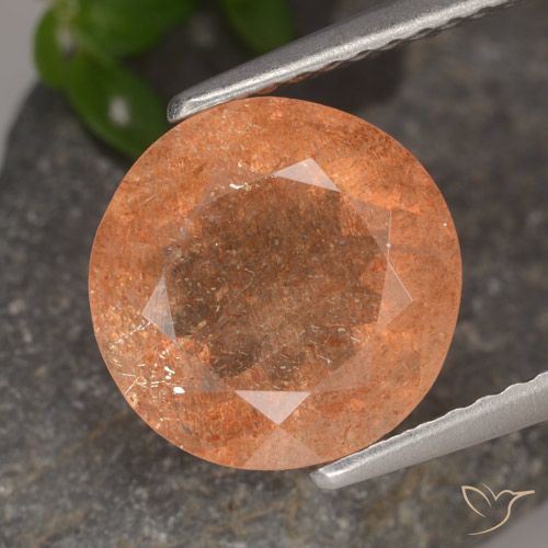 3.36ct Natürlicher Mittelorange Sonnenstein, Runden, Lichtdurchlässig