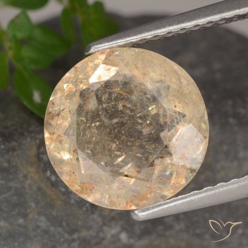 3.49ct Natürlicher Cantaloupe-Orange Sonnenstein, Runden, Transparent