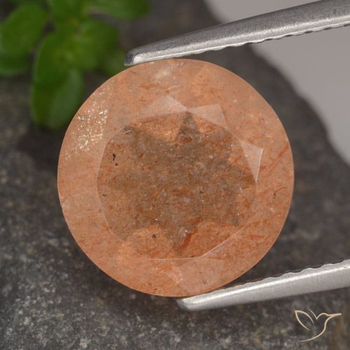 3.41ct Natürlicher hellorange Sonnenstein, Runden, Lichtdurchlässig