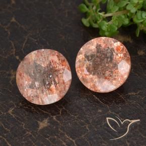 6.34 ct natürliche Pfirsich-orange Sonnenstein-Edelsteine, Runden, Transparent