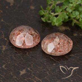 6.34 ct natürliche Pfirsich-orange Sonnenstein-Edelsteine, Runden, Transparent