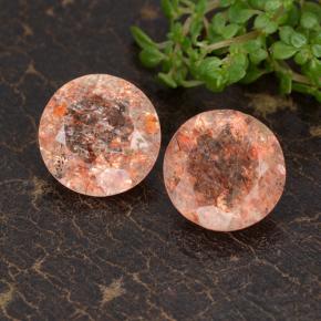 5,73 ct natürliche orangefarbener Sonnenstein-Edelsteine, Rundschliff, Transparent