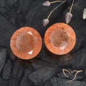 5.89 ct natürliche rötlich-orange Sonnenstein-Edelsteine, Runden, Lichtdurchlässig