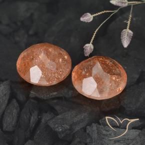 5.89 ct natürliche rötlich-orange Sonnenstein-Edelsteine, Runden, Lichtdurchlässig